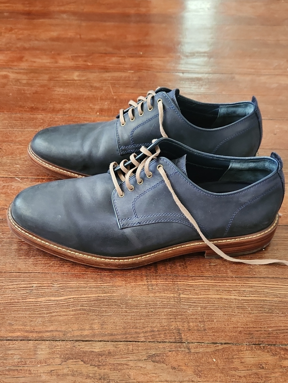 Cole Haan Tyler Grand Men's 11.5M Navy Blue Leather Plain Toe Oxford